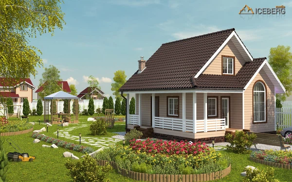 3d экстерьер дома  в коттеджном поселке