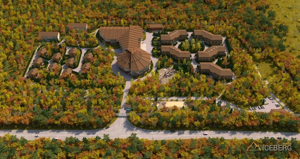 3d визуализация территории отеля