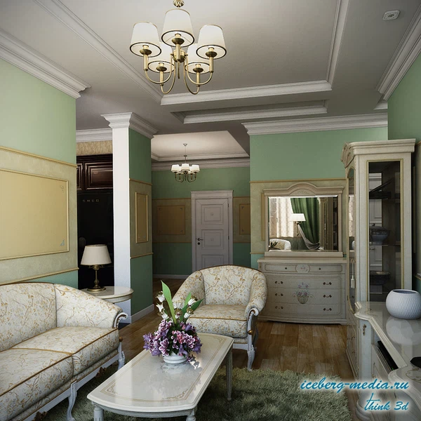 Дизайн проект 3-х комнатной квартиры  в современном стиле с 3д визуализацией