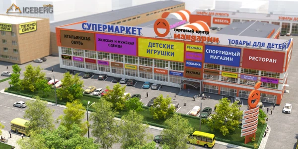 3d визуализация экстерьера торгового центра