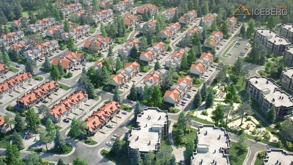 3d визуализация коттеджного поселка "Шервудский Лес"